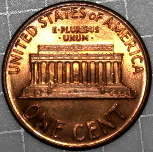 1989-P-Lincoln-Memorial-Cent-Strong-Die-Clash!-From-Customer-Wrapped-Roll
